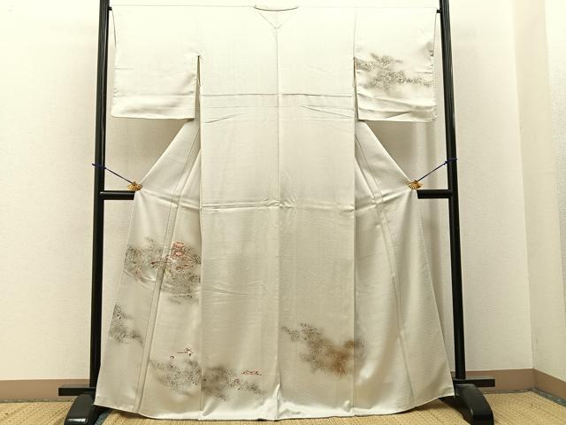 平和屋着物■訪問着　刺繍　貝桶花文　金彩　正絹　逸品　BAAY3672hj