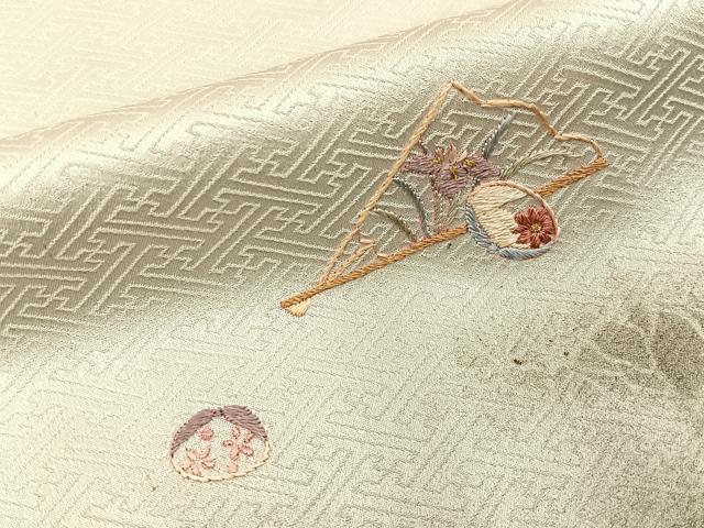 平和屋着物■訪問着　刺繍　貝桶花文　金彩　正絹　逸品　BAAY3672hj