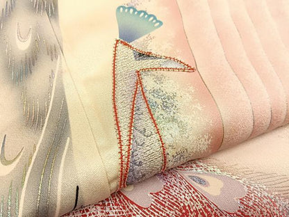 平和屋着物■豪華振袖　刺繍　孔雀　暈し染め　金銀彩　正絹　逸品　BAAY3674hj