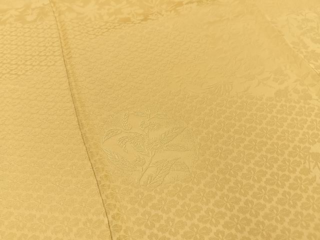 平和屋着物●無地絵羽訪問着　草花丸地紋　蜂蜜色　ほていや扱い　正絹　逸品　BAAY3678hj