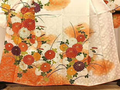 平和屋着物■豪華振袖　駒刺繍　菊　暈し染め　金彩　正絹　逸品　BAAY3679hj