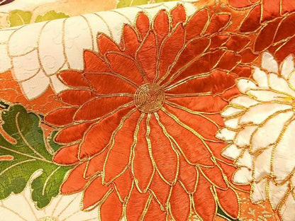 平和屋着物■豪華振袖　駒刺繍　菊　暈し染め　金彩　正絹　逸品　BAAY3679hj