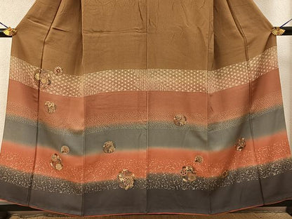 平和屋着物■訪問着　刺繍　花丸文　暈し染め　金彩　鬼しぼ縮緬　正絹　逸品　BAAY3682hj