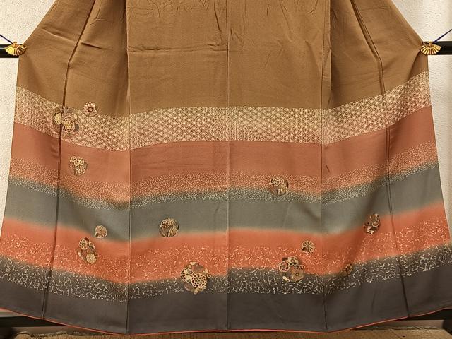 平和屋着物■訪問着　刺繍　花丸文　暈し染め　金彩　鬼しぼ縮緬　正絹　逸品　BAAY3682hj