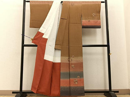 平和屋着物■訪問着　刺繍　花丸文　暈し染め　金彩　鬼しぼ縮緬　正絹　逸品　BAAY3682hj