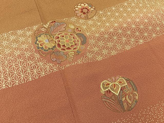 平和屋着物■訪問着　刺繍　花丸文　暈し染め　金彩　鬼しぼ縮緬　正絹　逸品　BAAY3682hj
