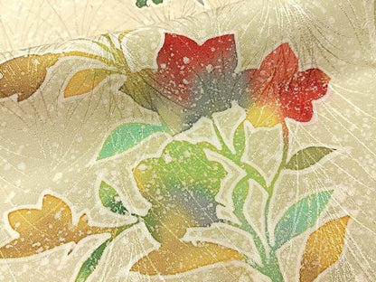 平和屋着物■訪問着　草花文　正絹　逸品　BAAY3683hj