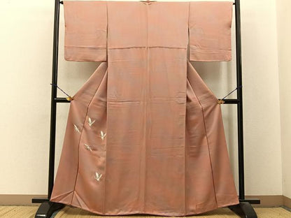 平和屋着物■色留訪問着　総刺繍　飛鶴文　暈し染め　正絹　逸品　BAAY3685hj