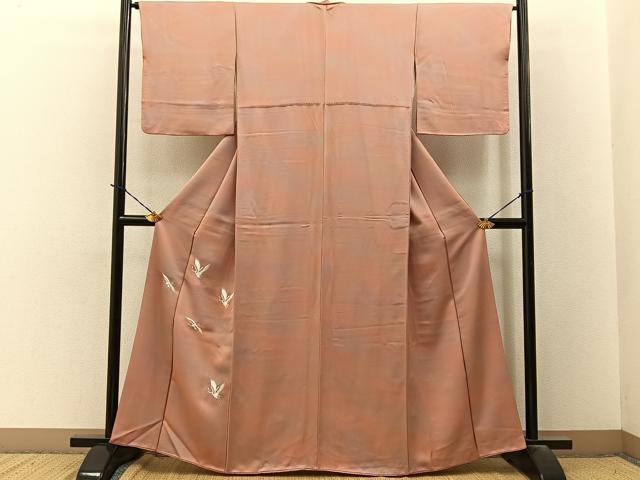 平和屋着物■色留訪問着　総刺繍　飛鶴文　暈し染め　正絹　逸品　BAAY3685hj