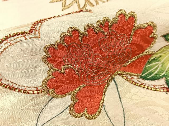 平和屋着物■訪問着　駒刺繍　雲取草花文　金銀彩　正絹　逸品　BAAY3703hj