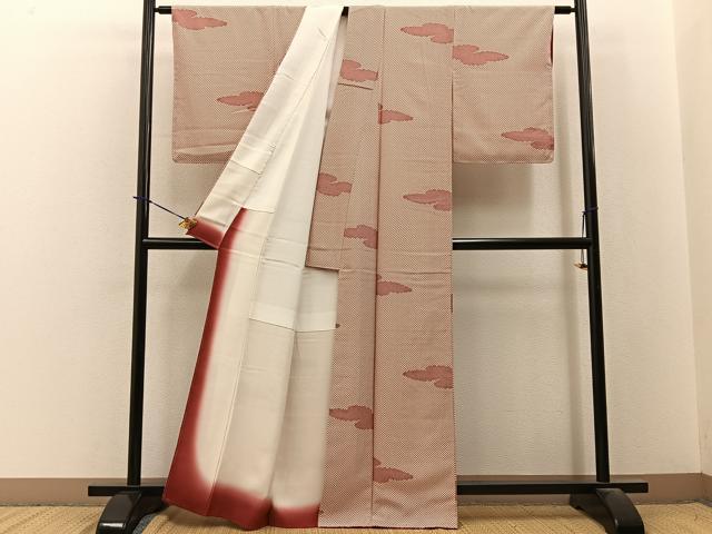 平和屋着物■上質な小紋　雲取文様　正絹　逸品　未使用　BAAY3704hj