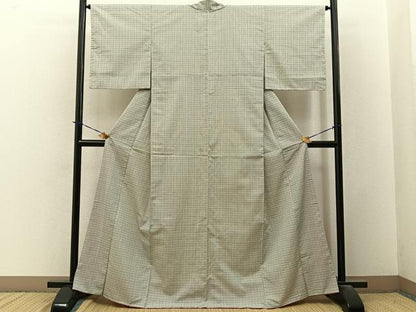 平和屋着物■上質な紬　格子柄　正絹　逸品　未使用　BAAY3705hj
