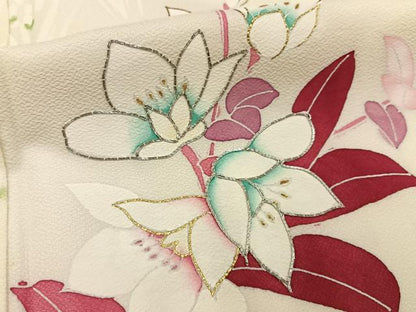 平和屋着物■訪問着　銀駒刺繍　流水草花文　暈し染め　金彩　正絹　逸品　BAAY3717hj
