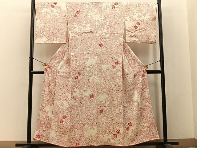 平和屋着物■上質な小紋　絞り　草花文　正絹　逸品　BAAY3719hj
