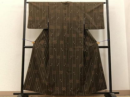 平和屋着物■上質な紬　琉球絣文様　正絹　逸品　BAAY3721hj