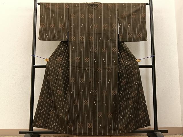 平和屋着物■上質な紬　琉球絣文様　正絹　逸品　BAAY3721hj