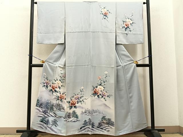 平和屋着物■訪問着　手描き　風景花文　暈し染め　正絹　逸品　BAAY3722hj