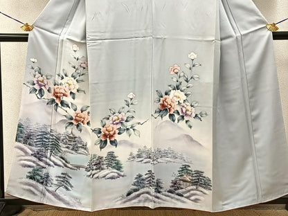 平和屋着物■訪問着　手描き　風景花文　暈し染め　正絹　逸品　BAAY3722hj