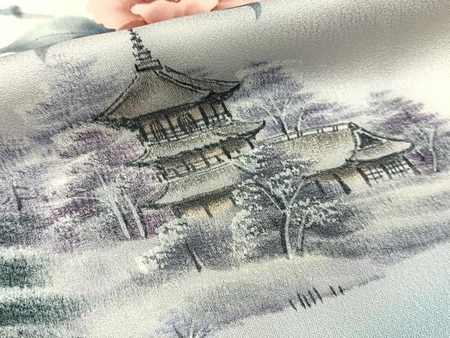 平和屋着物■訪問着　手描き　風景花文　暈し染め　正絹　逸品　BAAY3722hj