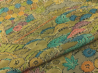 平和屋着物■上質な小紋　紬地　風景花文　正絹　逸品　BAAY3723hj