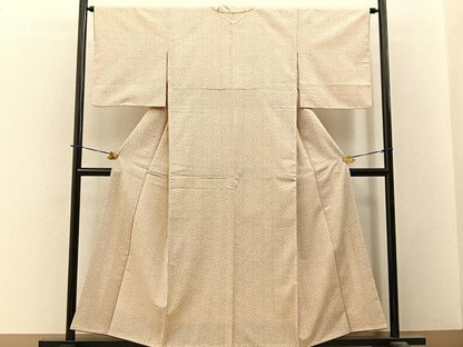 平和屋着物■上質な紬　麻の葉文様　正絹　逸品　未使用　BAAY3724hj