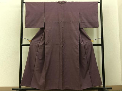 平和屋着物■上質な紬　色無地　古代紫色　正絹　逸品　BAAY3726hj
