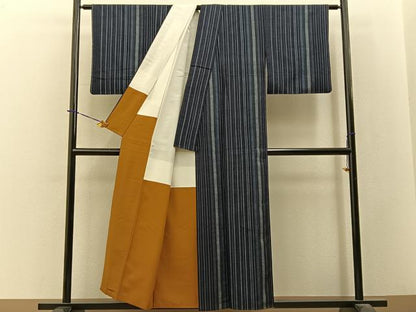 平和屋着物■上質な紬　縞　正絹　逸品　BAAY3728hj