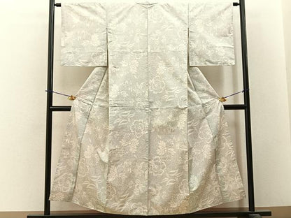 平和屋着物●本場大島紬　白大島　更紗花唐草文　正絹　逸品　BAAY3729hj