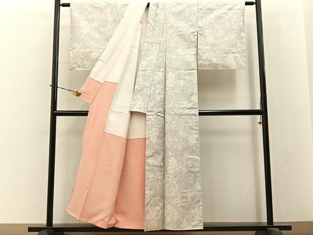 平和屋着物●本場大島紬　白大島　更紗花唐草文　正絹　逸品　BAAY3729hj