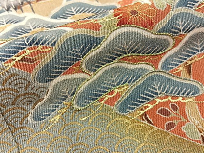 平和屋着物■豪華黒留袖　刺繍　松竹梅　群鶴有職花文　金彩　正絹　逸品　未使用　BAAY3731hj