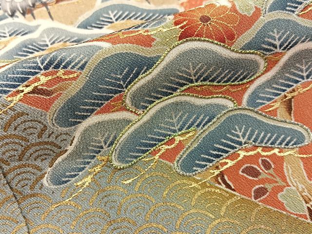 平和屋着物■豪華黒留袖　刺繍　松竹梅　群鶴有職花文　金彩　正絹　逸品　未使用　BAAY3731hj