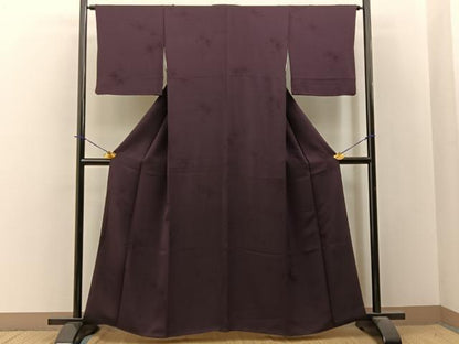 平和屋着物■上質な色無地　枝花地紋　黒鳶色　正絹　逸品　BAAY3734hj