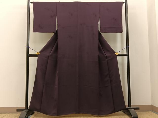 平和屋着物■上質な色無地　枝花地紋　黒鳶色　正絹　逸品　BAAY3734hj