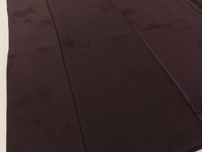 平和屋着物■上質な色無地　枝花地紋　黒鳶色　正絹　逸品　BAAY3734hj