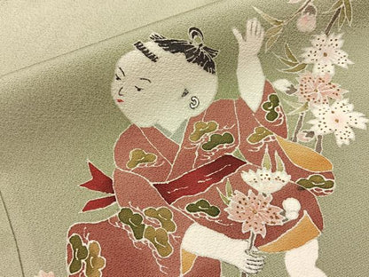 平和屋着物●訪問着　童子遊び　暈し染め　金彩　正絹　逸品　BAAY3736hj