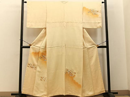 平和屋着物■訪問着　駒刺繍　エ霞菊文　暈し染め　正絹　逸品　未使用　BAAY3738hj