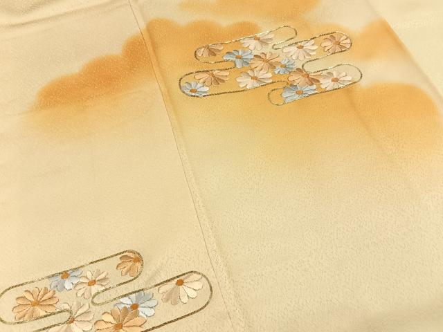 平和屋着物■訪問着　駒刺繍　エ霞菊文　暈し染め　正絹　逸品　未使用　BAAY3738hj