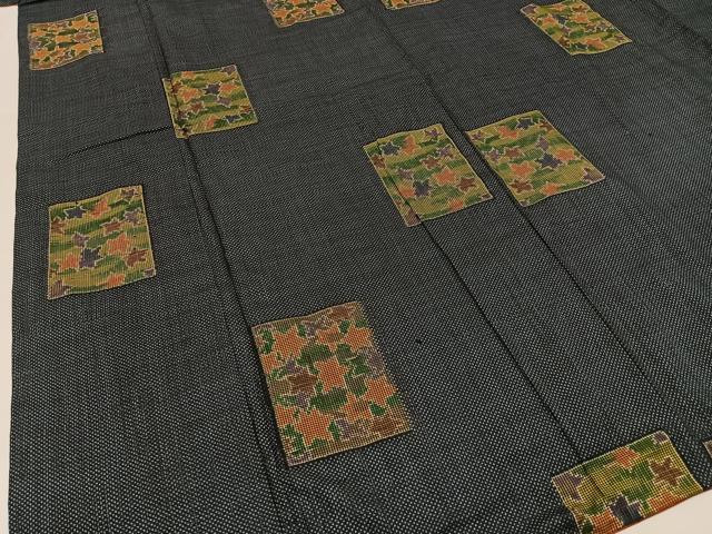 平和屋着物■本場大島紬　7マルキ　色紙楓文　正絹　逸品　BAAY3739hj