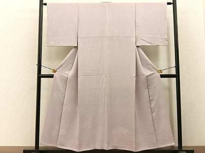 平和屋着物■無地絵羽訪問着　石庭地紋　灰桜色　正絹　逸品　BAAY3740hj