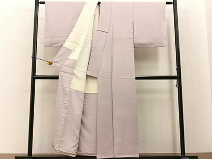 平和屋着物■無地絵羽訪問着　石庭地紋　灰桜色　正絹　逸品　BAAY3740hj