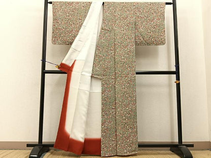 平和屋着物■上質な小紋　流水草花文　正絹　逸品　未使用　BAAY3741hj