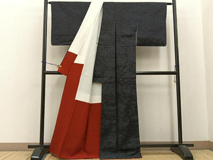 平和屋着物■結城紬　80亀甲　風景花文　正絹　逸品　未使用　BAAY3742hj