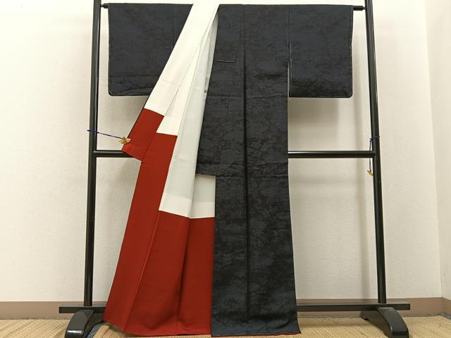 平和屋着物■結城紬　80亀甲　風景花文　正絹　逸品　未使用　BAAY3742hj