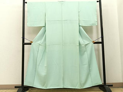 平和屋着物■上質な色無地　白緑色　正絹　逸品　未使用　BAAY3745hj