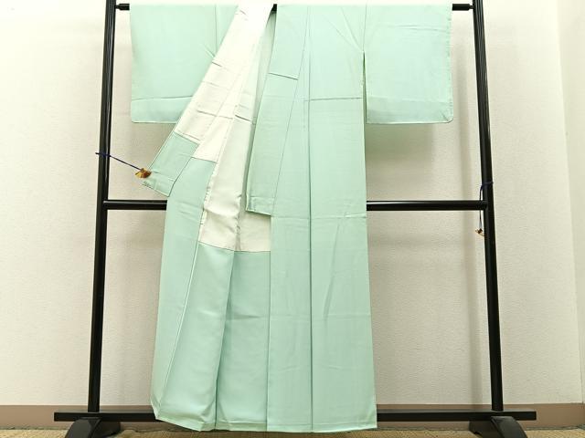 平和屋着物■上質な色無地　白緑色　正絹　逸品　未使用　BAAY3745hj