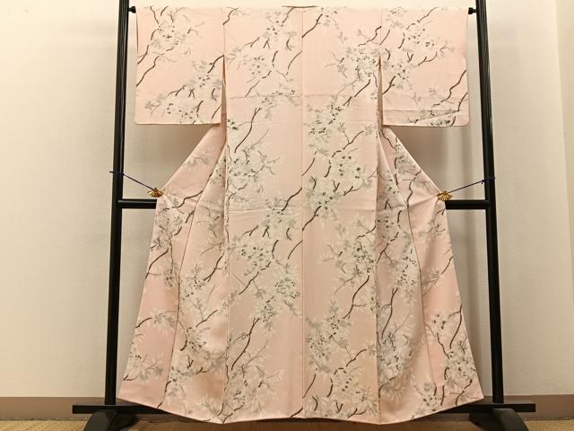 平和屋着物■上質な小紋　枝花文　正絹　逸品　BAAY3747hj