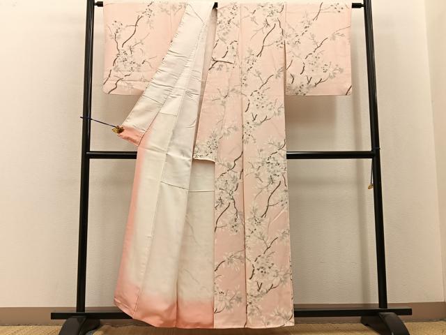 平和屋着物■上質な小紋　枝花文　正絹　逸品　BAAY3747hj