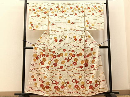 平和屋着物■訪問着　芝草文　金彩　正絹　逸品　BAAY3749hj
