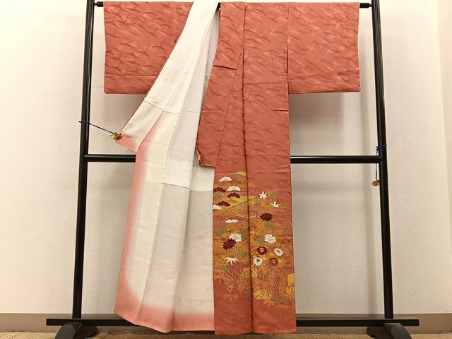 平和屋着物■豪華色留袖　駒刺繍　風景花文　金彩　正絹　逸品　BAAY3750hj