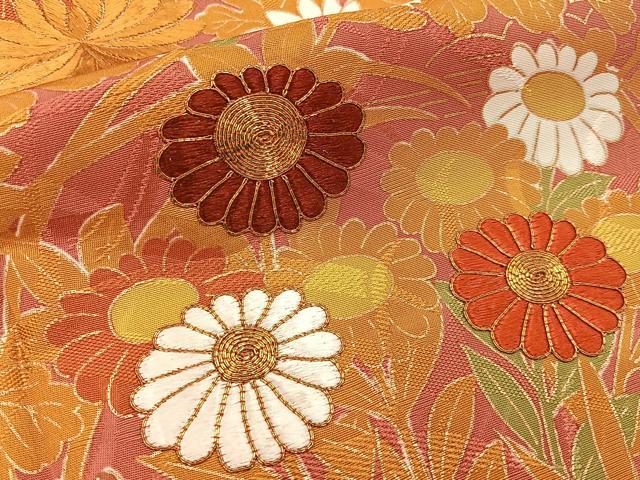 平和屋着物■豪華色留袖　駒刺繍　風景花文　金彩　正絹　逸品　BAAY3750hj